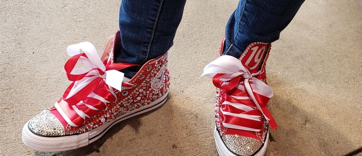 St. Louis Mayor Tishaura Jones in Cardinal red shoes